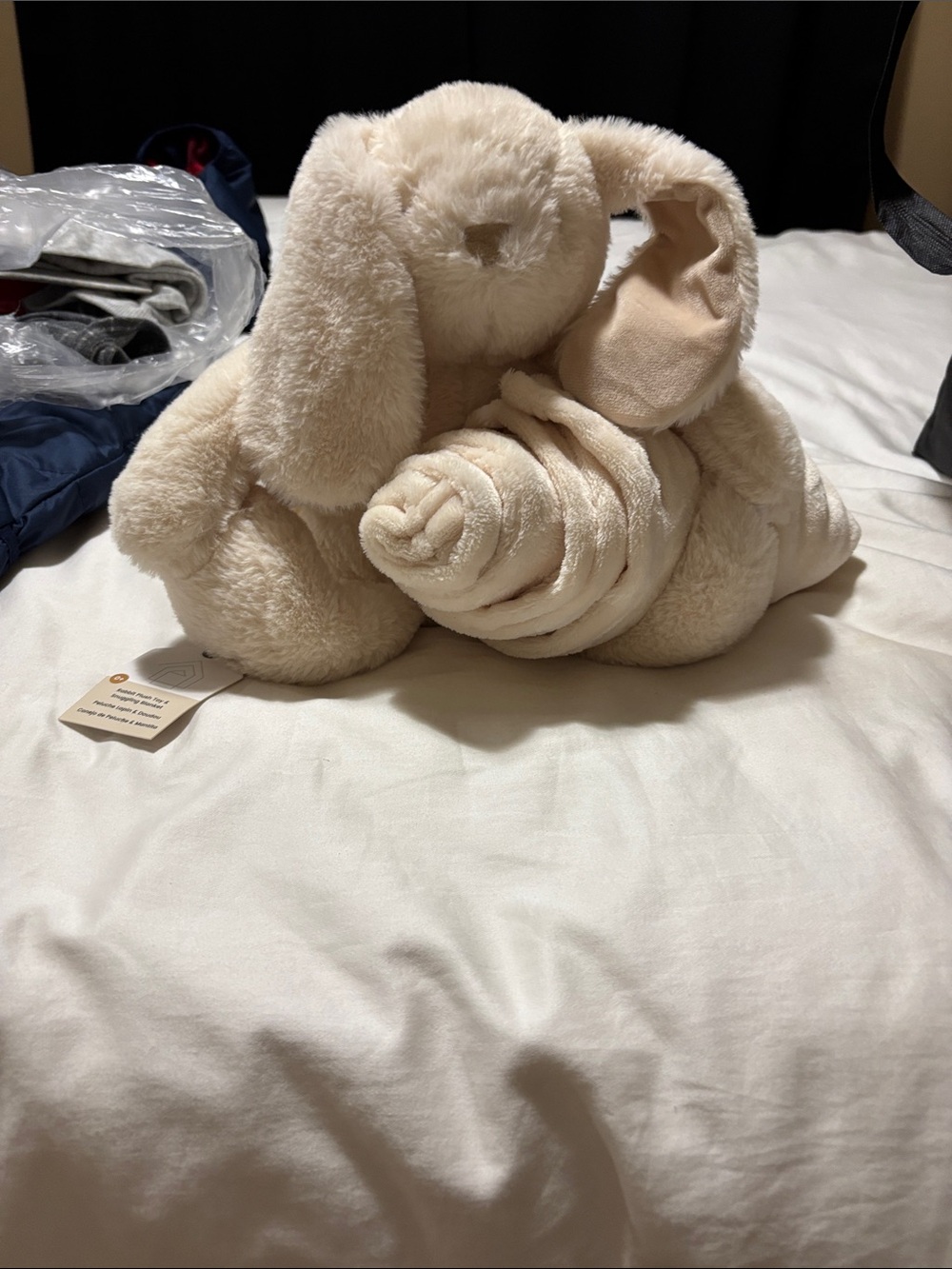 Plush Cream Bunny Throw Blanket and Stuffed Animal Set